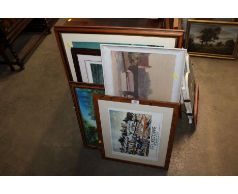 A 'Felixstowe, It's Quicker By Rail' reproduction framed poster, an M J Howley limited edition pencil signed print together w