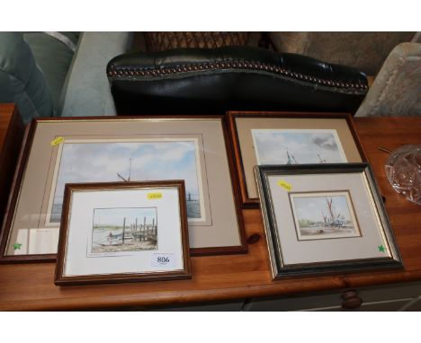 Melvyn R J Brinkley, two watercolour studies 'Boats at Aldeburgh' and the other depicting boats; Eileen Freeman, watercolour 
