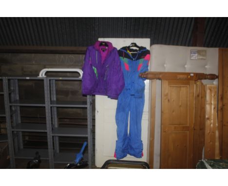 A Nevica circa 1970s one piece ski suit (Large) and a Nevica ski jacket (M/42)