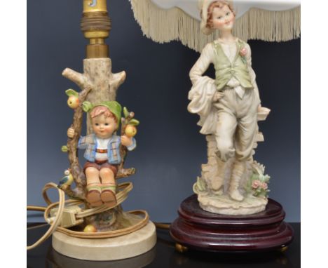 Hummel table lamp, Apple Tree Boy, 20cm and three other table lamps (4).