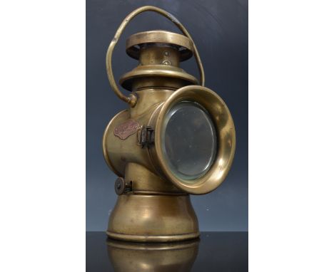 Vintage brass lamp, labelled "The H & B Side Lamp", No. 008, 28cm.