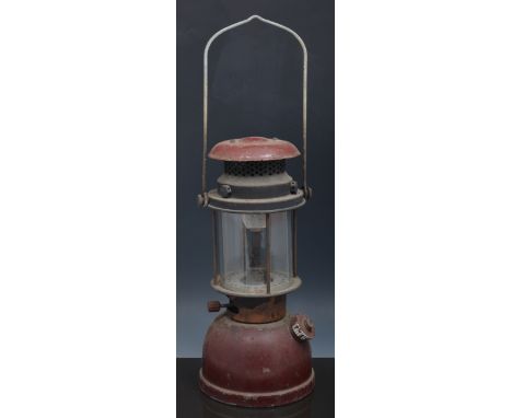 Storm lamp, oak case mantel clock and other items.