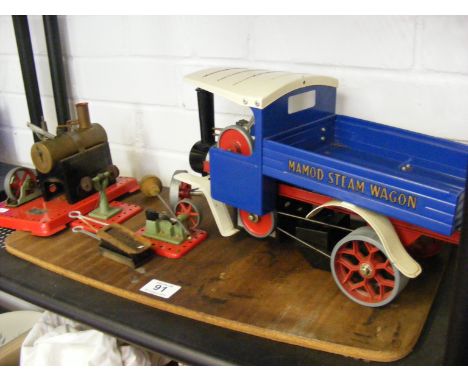 A Mamod steam wagon together with a Mamod steam engine