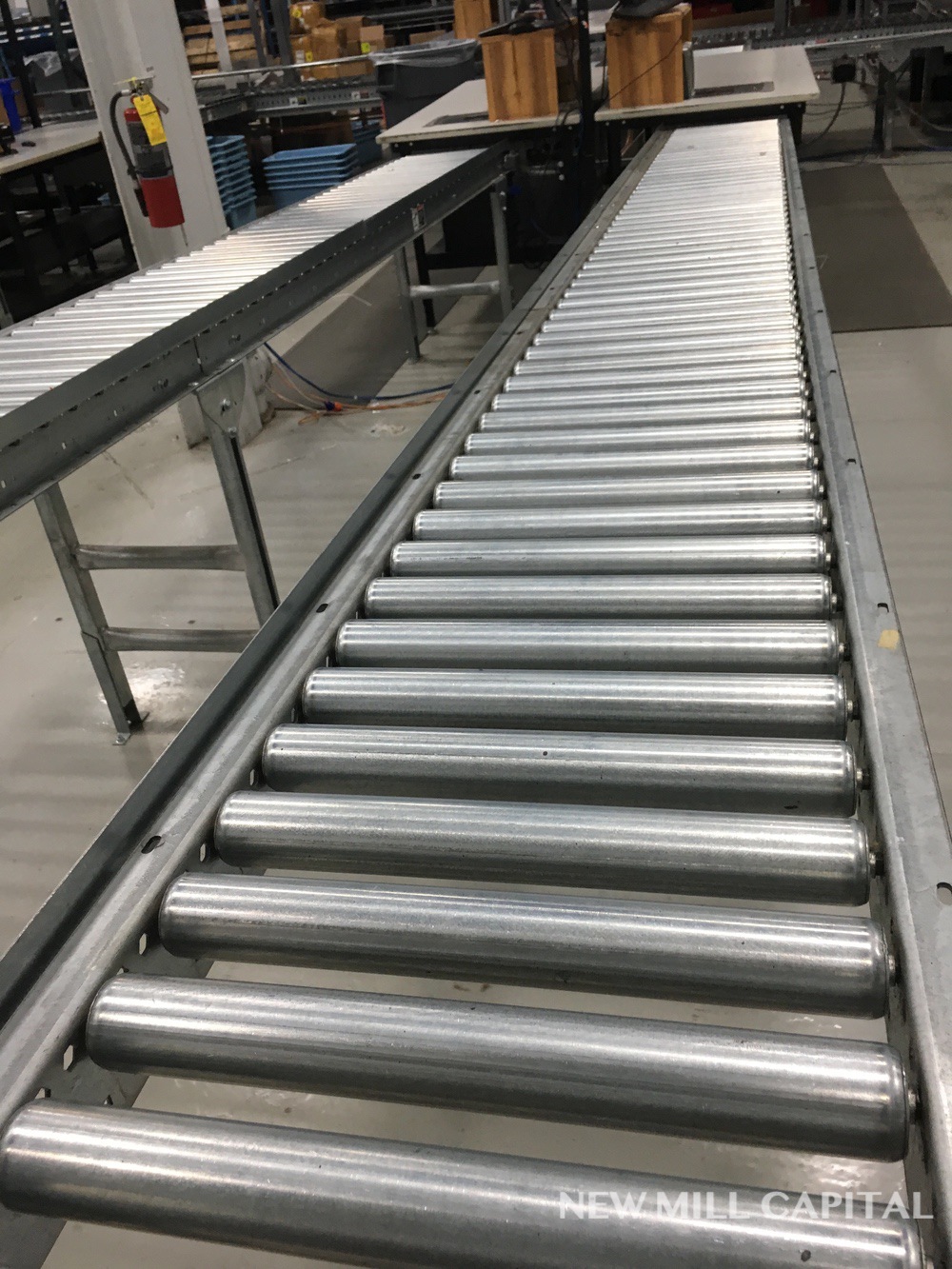 Spring Assisted Roller Conveyor & Gate, Approx 20ft OA Length, 15in