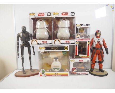 STAR WARS: A group of Star Wars Funko Pops to include Wedge Antilles with Snow Speeder #219 black box, Poe Dameron with X-Win