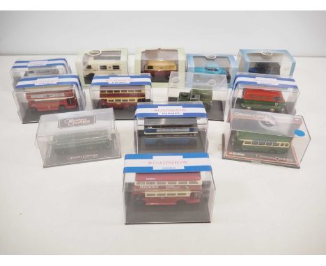 A group of 1:76 and 1:43 scale cars, vans and buses by CORGi and OXFORD DIECAST - VG in VG boxes (13)
