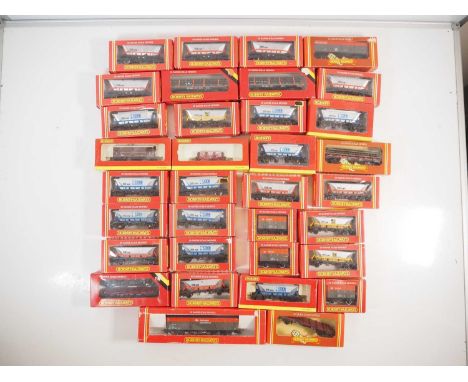 A group of HORNBY OO gauge wagons of various types including ECC hopper wagons - VG in G/VG boxes (34)
