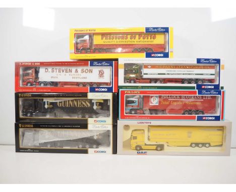 A group of CORGI 1:50 scale diecast articulated lorries together with a similar LION TOYS example - VG/E in VG boxes (7)
