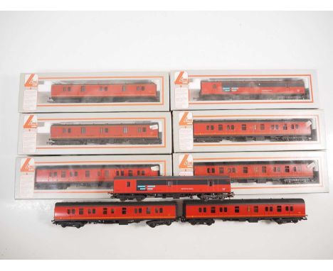 A group of LIMA OO gauge bogie vans, in Royal Mail and RES red liveries - VG in G/VG boxes where boxed (9)