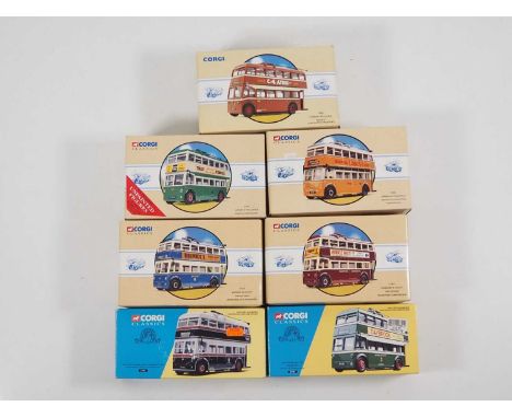 A group of CORGI CLASSICS 1:50 scale trolleybuses in various liveries - VG/E in VG boxes (7)