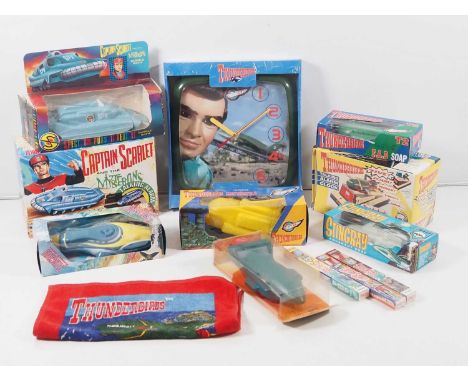 Your Gerry Anderson morning routine! A group of Gerry Anderson memorabilia including talking alarm clocks, wall clock, bubble