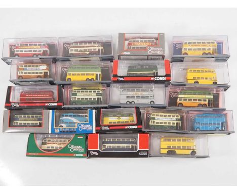 A group of CORGI OOC 1:76 scale diecast 4 and 6 wheel trolleybuses in various liveries - VG/E in VG boxes (20)