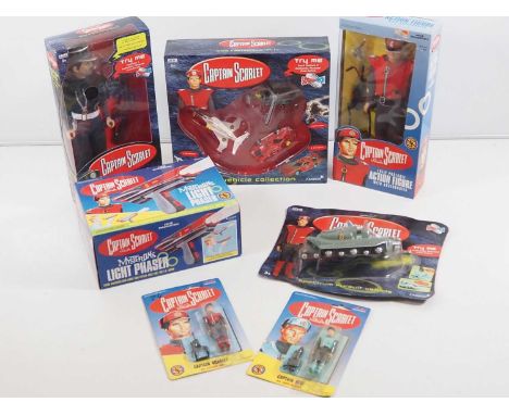 A group of CARLTON / VIVID IMAGINATIONS 'Captain Scarlet' related figures, vehicles and Light Phaser - VG/E in VG/E boxes (7)