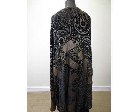 A metallic brocade and velvet impressive Evening Cloak reversing to metallic gold and black brocade, c1920