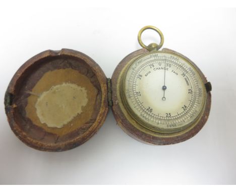 A 19th Century Pocket Barometer, in original case