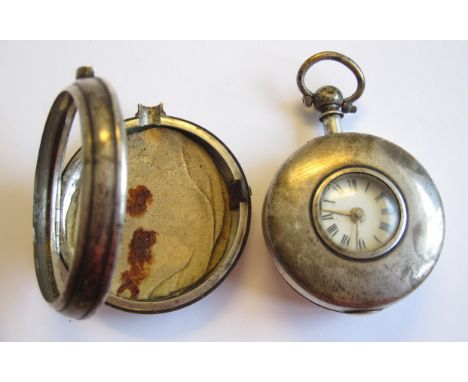 A Victorian silver pair cased half hunter Pocket Watch the white enamel dial with two sets of roman numerals, J. Davies, Brec