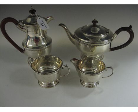 A George V silver four piece circular Tea Service, Birmingham 1932
