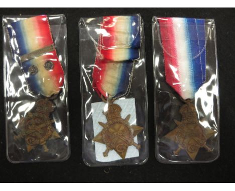1914 STAR with Aug-Nov clasp (10255 Pte. A.F. Daintree 2/York. R.), 1914/15 STARS (2) (15021 Pte. G. Musgrove York.R.), (PO. 