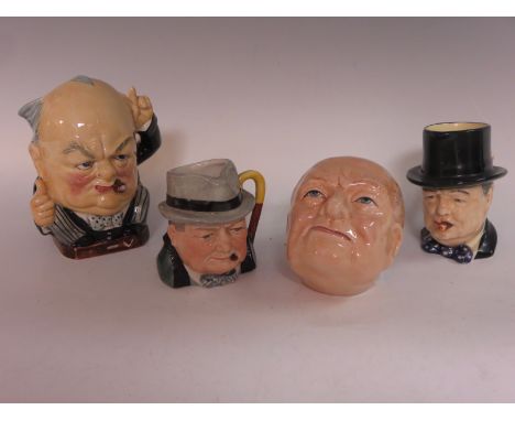 Sir Winston Churchill: Bairstow Manor Pottery Head no. 13 of 250, Burleigh Ware Churchill ‘Victory’ Character Jug, Royal Wint