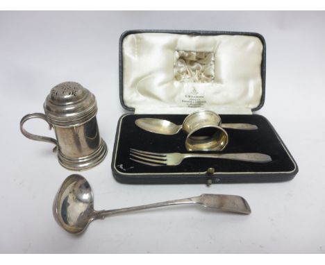 A late Georgian Scottish silver Sauce Ladle fiddle pattern engraved initial F, Aberdeen circa 1820, maker: Wm Whitecross, a G