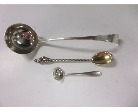 A George III Scottish provincial silver small Ladle old english pattern engraved initial M, Aberdeen marks, maker: John Ewan,