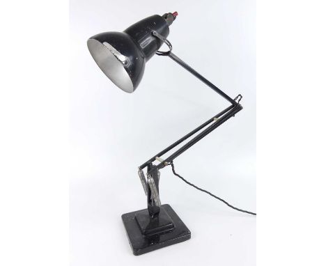 Herbert Terry - a black painted metal anglepoise lamp, model No. 1227, of hinged and rotating form, with moveable shade, rais
