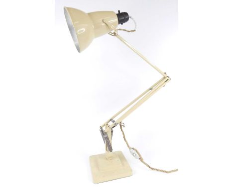 Herbert Terry - a cream painted metal anglepoise lamp, model No. 1227, of hinged and rotating form with movable shade, raised