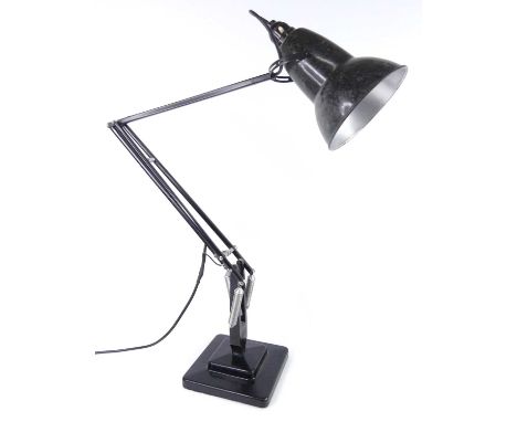 Herbert Terry - a black painted metal anglepoise lamp, model No. 1227, of hinged and rotating form, with movable shade, raise