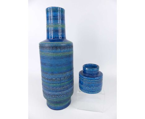 Aldo Londi (Italian, 1911-2003) for Bitossi - a large Rimini blue cylindrical vase, having chip and dot incised decoration, s