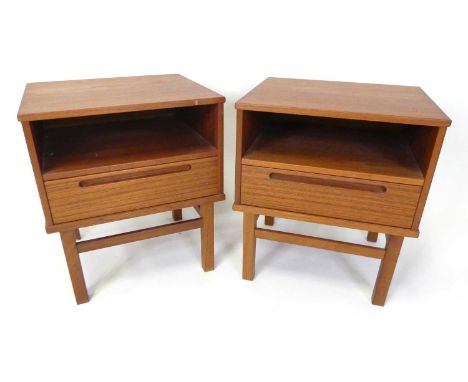 Nils Jonsson for Tørring Møbelfabrik - a pair of 1960s Danish lamp tables produced by HJN Møbler, each with open upper compar