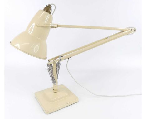 Herbert Terry - a cream painted metal anglepoise lamp, model No. 1227, of hinged and rotating form with movable shade, raised