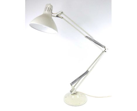 Jac Jacobsen (Norway, 1901-1996) for Naska Loris - a 1970s cream painted metal anglepoise lamp, having rotating action and ad
