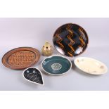 A Ffestiniog stoneware slip decorated shallow bowl, a similar plate and other decorative china