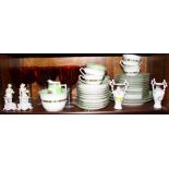 A Czechoslovakian part teaset, decorated with various birds, six cranberry goblets, two airtwist