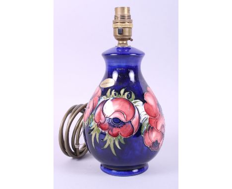 A Moorcroft anemone lamp base, 8" high