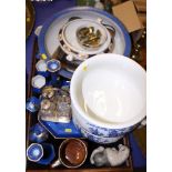 A pair of wash jugs, a silver plated cruet, a Japanese table set and other items