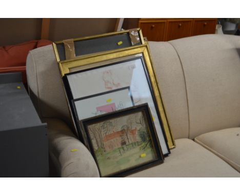 A collection of various pictures and prints to include a Military print; portrait prints; life drawings etc