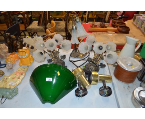 A collection of wall lights; table lamp and spot lights