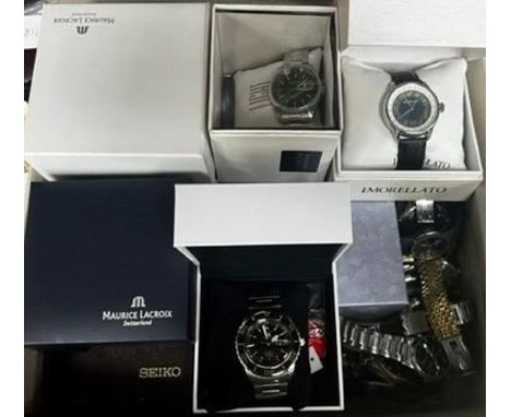 Twenty assorted gentleman's modern wrist watches including Design Lige Watch 1856, Seiko Automatic Divers, Seiko 5 Sport, Sei