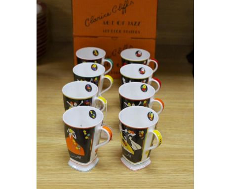 Eight Clarice Cliff limited edition ‘Age of Jazz’ mugs - Charleston, Fascinating Rhythm, Strike Up The Band, Putting On The R