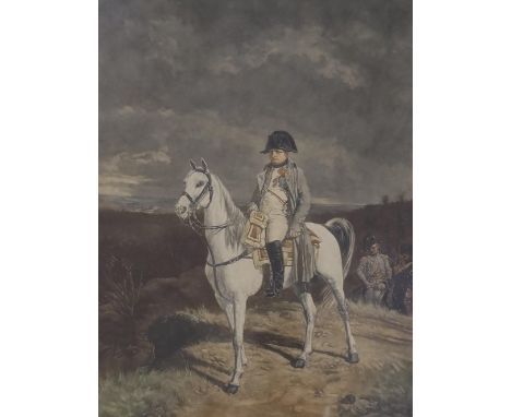 Frank Sternberg (b.1858), colour mezzotint, Napoleon on horseback, signed in pencil, 45 x 34cm