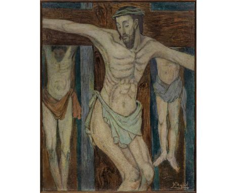 Javad Hamidi (1918 Hamadan - 2002 Teheran)Christus mit den beiden Schächern am KreuzExpressives Werk Hamidis, der seine künst