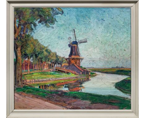Julian Klein von Diepold (1868 Dortmund - 1947 Norderney)Mühle in OstfrieslandSpätimpressionistische, mit schnellem, breitem,