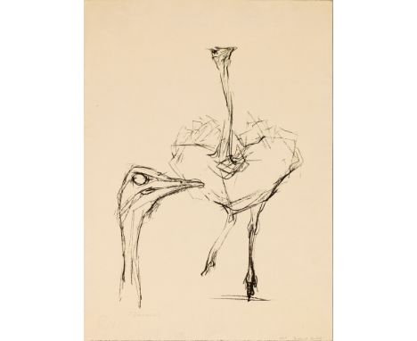 Hans Martin Ruwoldt (1891 Hamburg - 1969 ebenda)StraußLithographie/Papier. Sign.; Ein Schwerpunkt im Oeuvre des modernen Bild