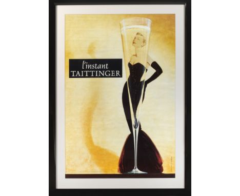 Goßes Werbeplakat "l'instant TAITTINGER" mit Grace Kelly Farboffsetlithographie/Papier, nach 1988. Im Druck betitelt u. typog