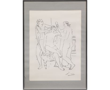 Pablo Picasso (1881 Málaga - 1973 Mougins) nachDrei weibliche Akte in einem InterieurLithographie/Papier. Im Druck bez.; Nach