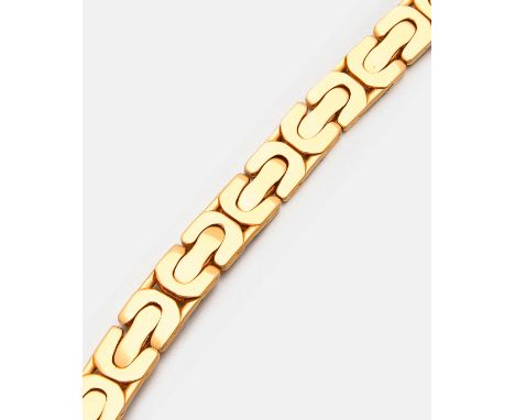 Elegantes Goldarmband von Juwelier Hülse, Berlin Gelbgold, gest. 750. Breite Bandform aus massiven C-förmigen Gliedern. Herst