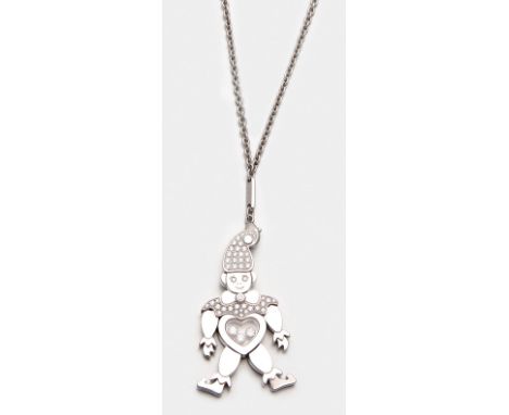 Harlekin-Anhänger mit Sautoir von Chopard aus der Kollektion "Happy Diamonds". Weißgold, gest. 750. Beweglicher Anhänger, sch