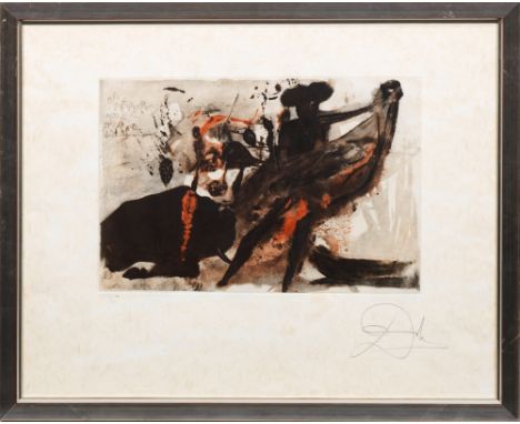Salvador Dalí (1904 Figueras - 1989 ebenda)"La Tauromachie individuelle" (Individueller Stierkampf). OriginaltitelFarbheliogr