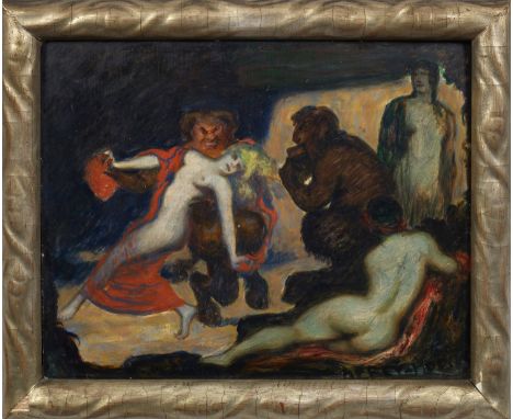 Adolf Frey-Moock (1881 Jona/Kanton St. Gallen - 1954 Egnach/Kanton Thurgau)Bacchantische SzeneMotiv- und stiltypisches Jugend